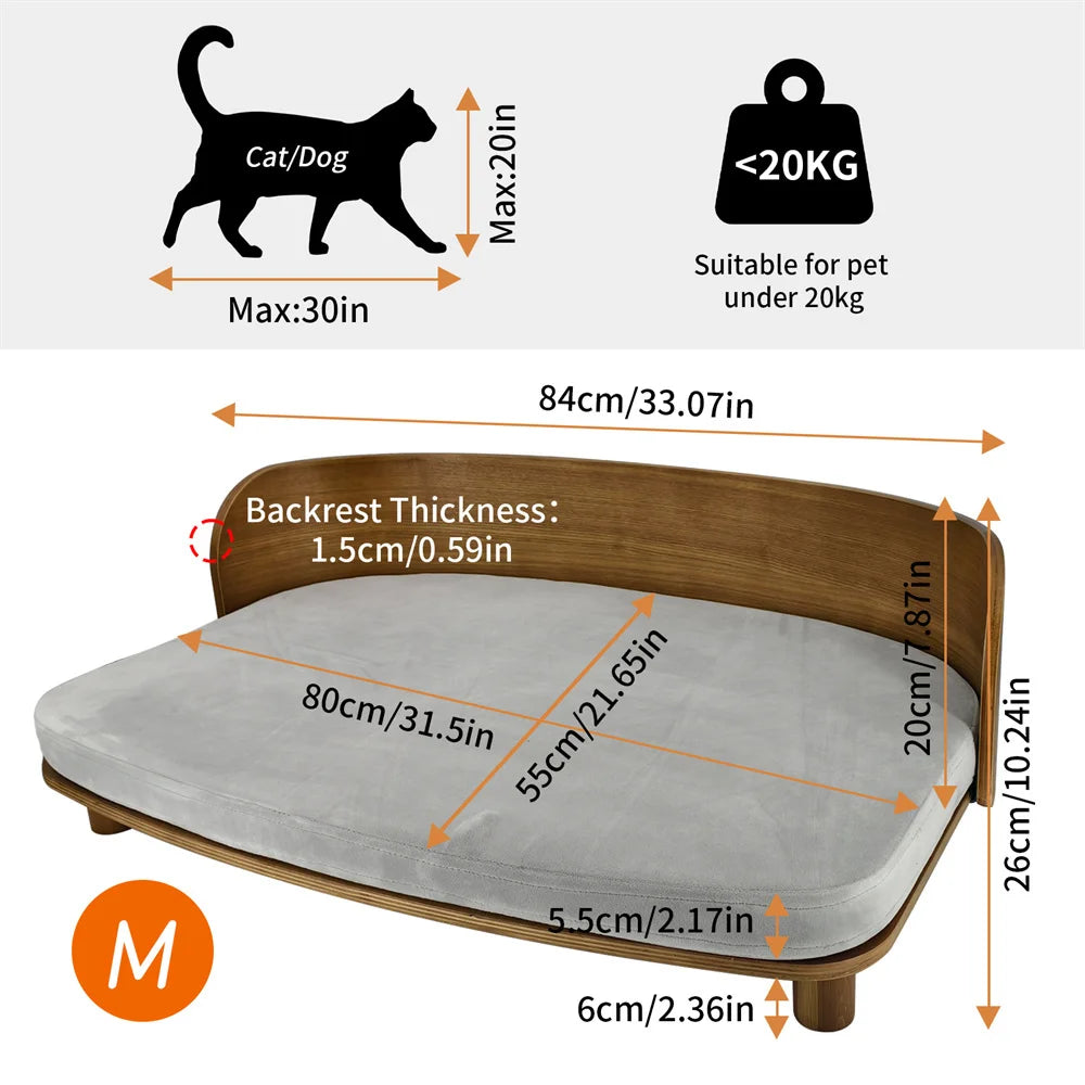 BORWART CN Elevated Wood Pet Sofa Bed With Cushion
