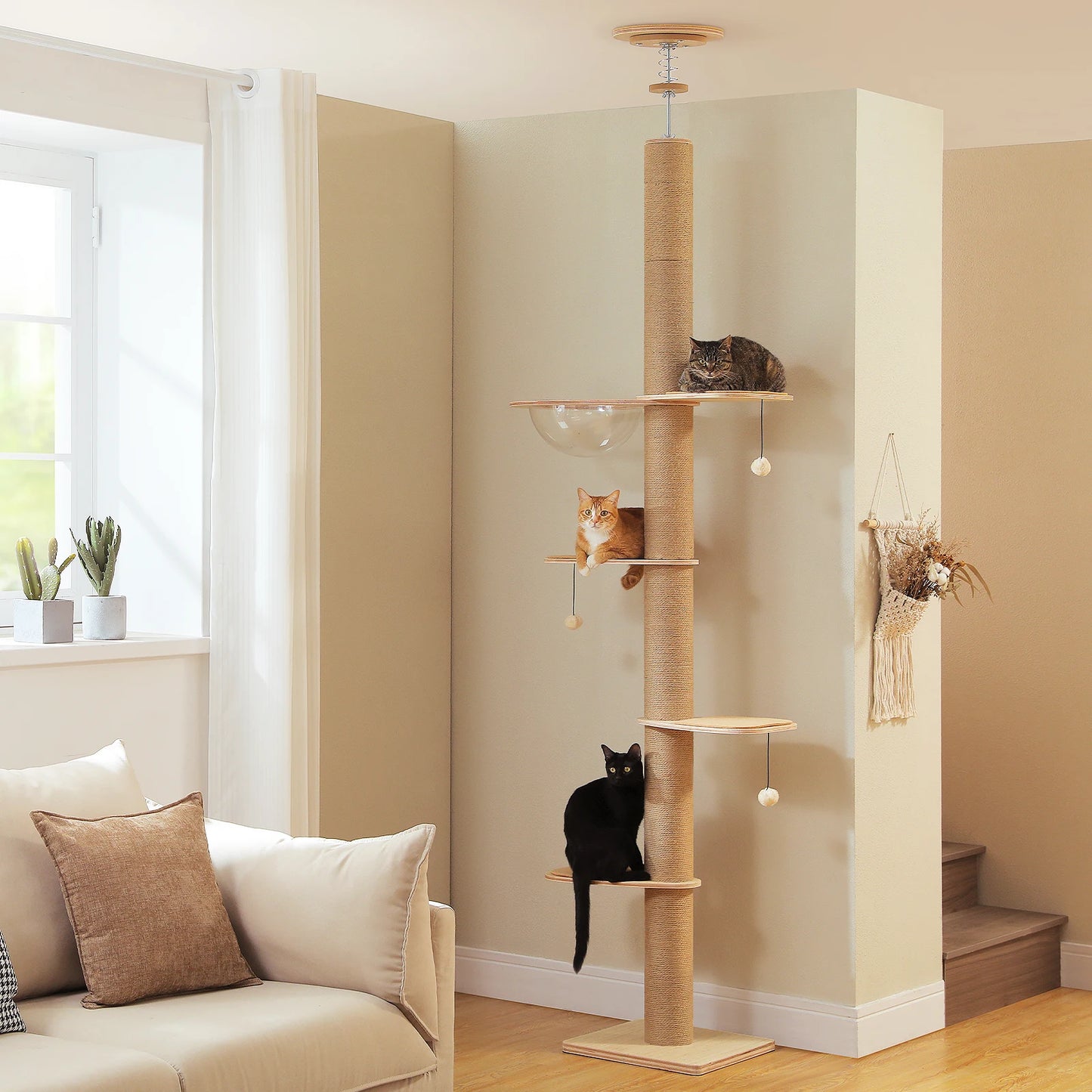 PAWZ Road Adjustable Wooden Cat Tree For Indoor Cats
