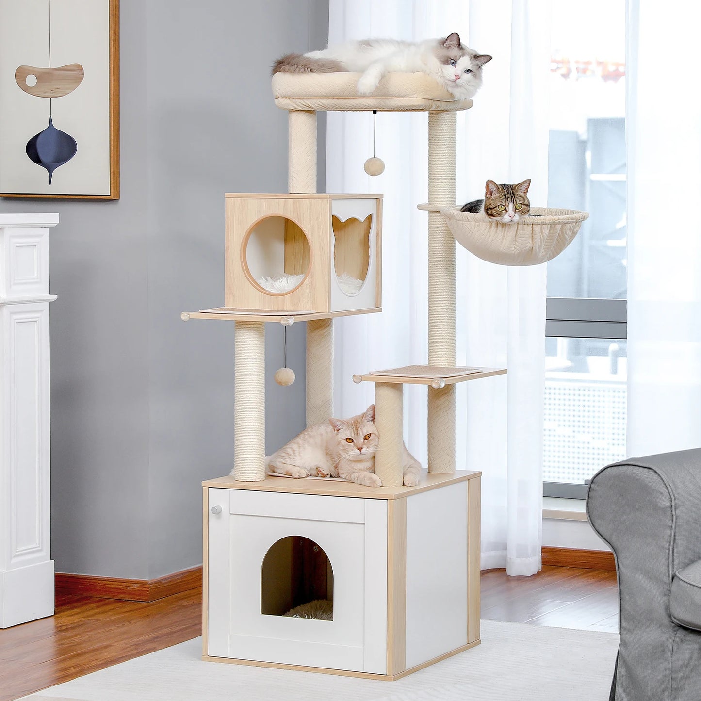 PAWZ Ro Multi Level Cat Tree With Scratching Posts Tower