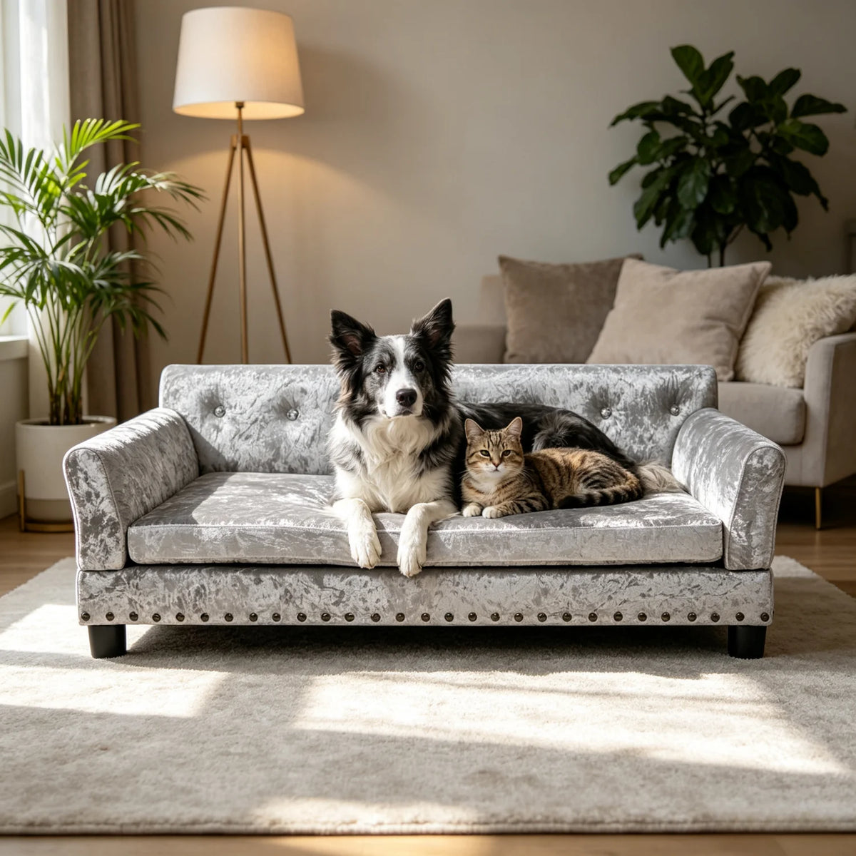 BINGOPAW Elevated Dog Sofa With Comfortable Velvet Cushion