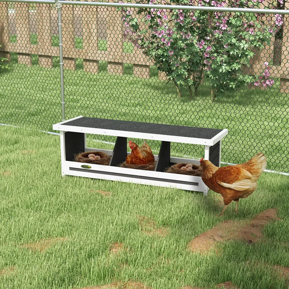 Wood Nesting Boxes for Up to Three Chickens with Roof