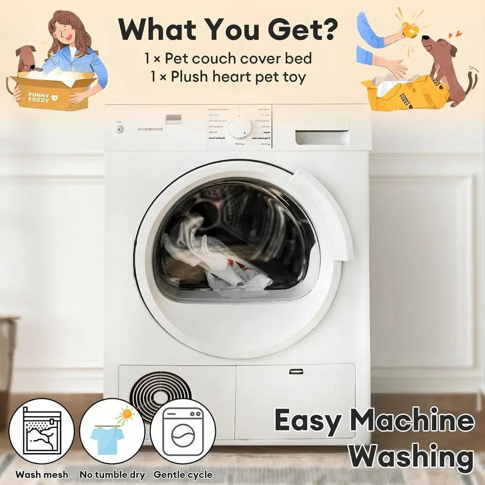 Plush Calming Dog Couch Bed Washable Protector For Pets