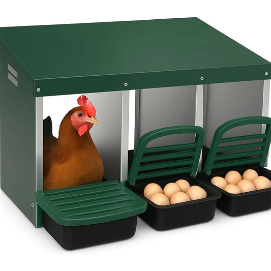 HiMISS 3 Compartment Roll Out Nesting Box for Chickens