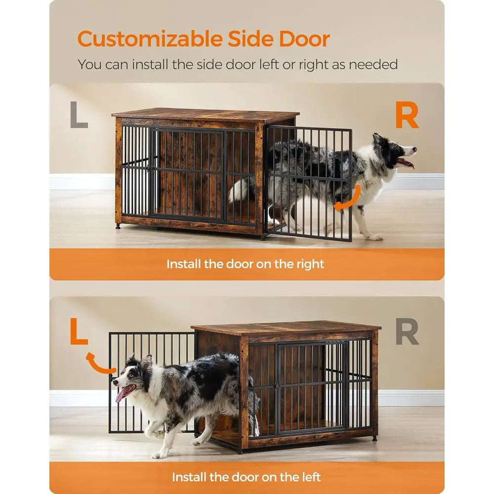 Heavy Duty Wooden Dog Crate End Table For Pets Indoors