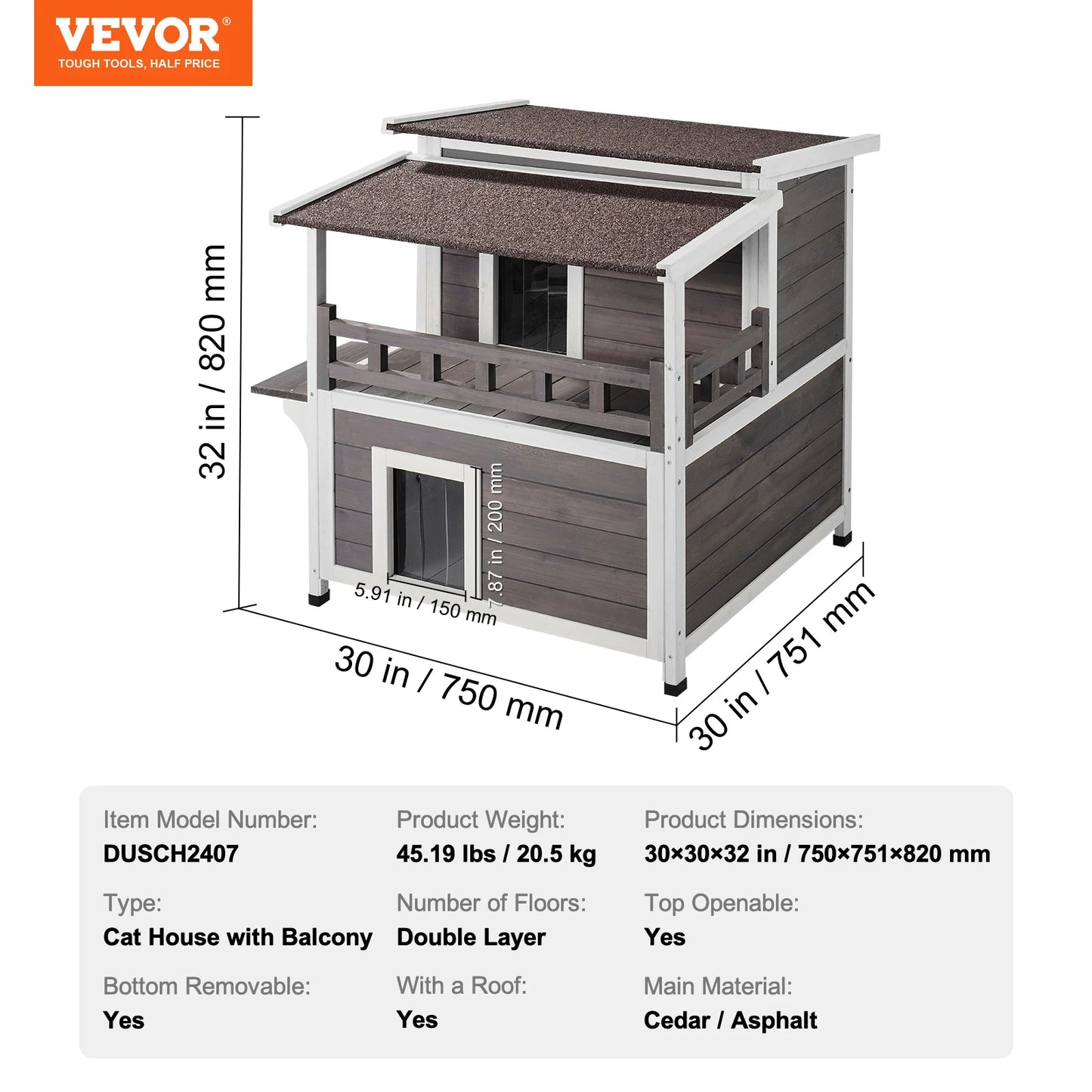SucceBuy Outdoor Cat House Weatherproof Two Story Shelter