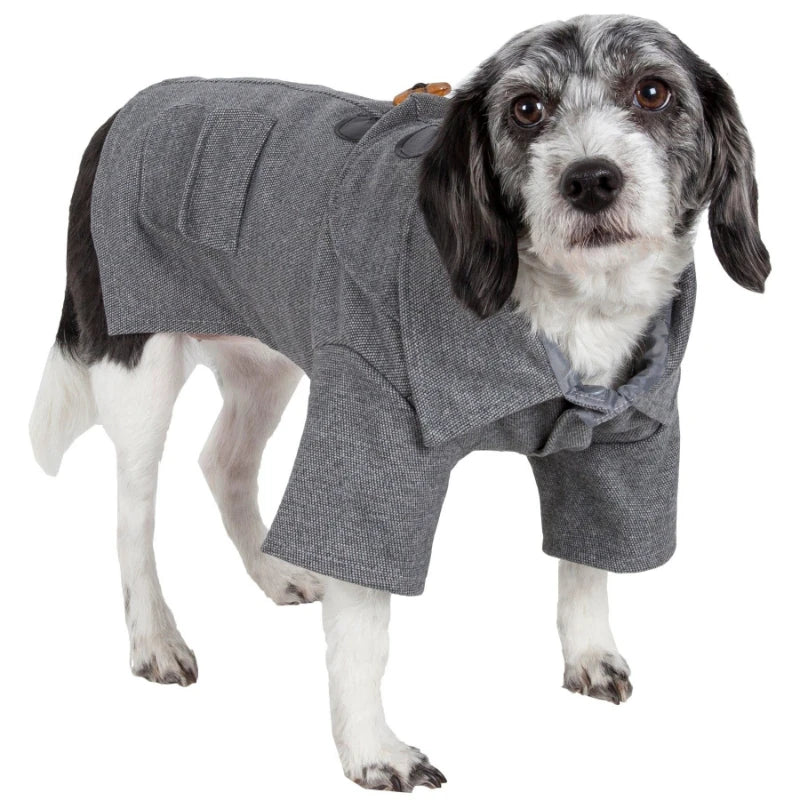 Riveted Collared Wool Blend Dog Coat With Horn Buttons
