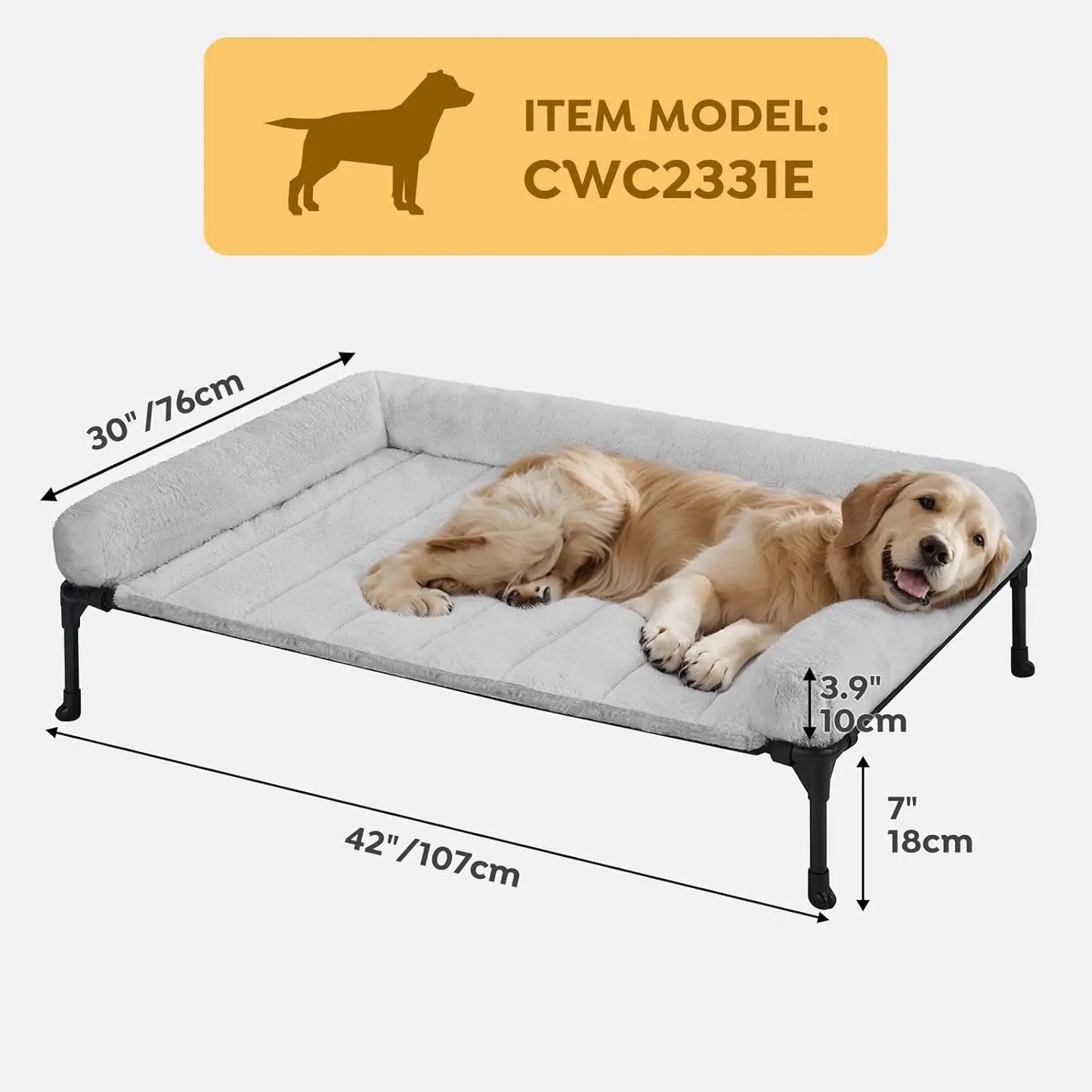 Elevated Orthopedic Dog Bed With Fluffy Bolster