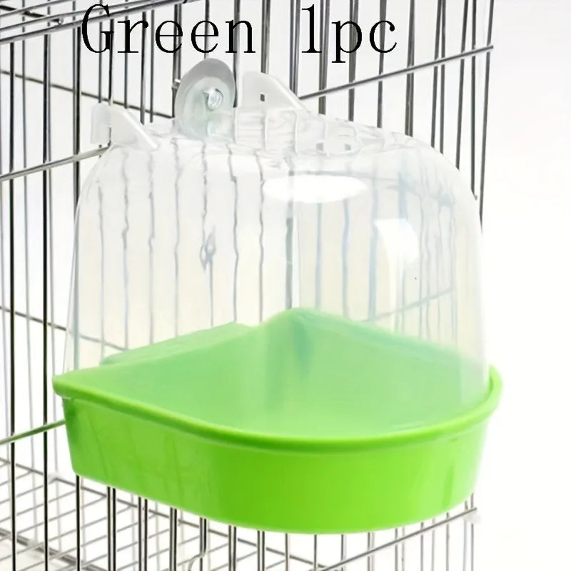 Transparent Bird Bath Tub With Easy Grip Handle Splash Proof