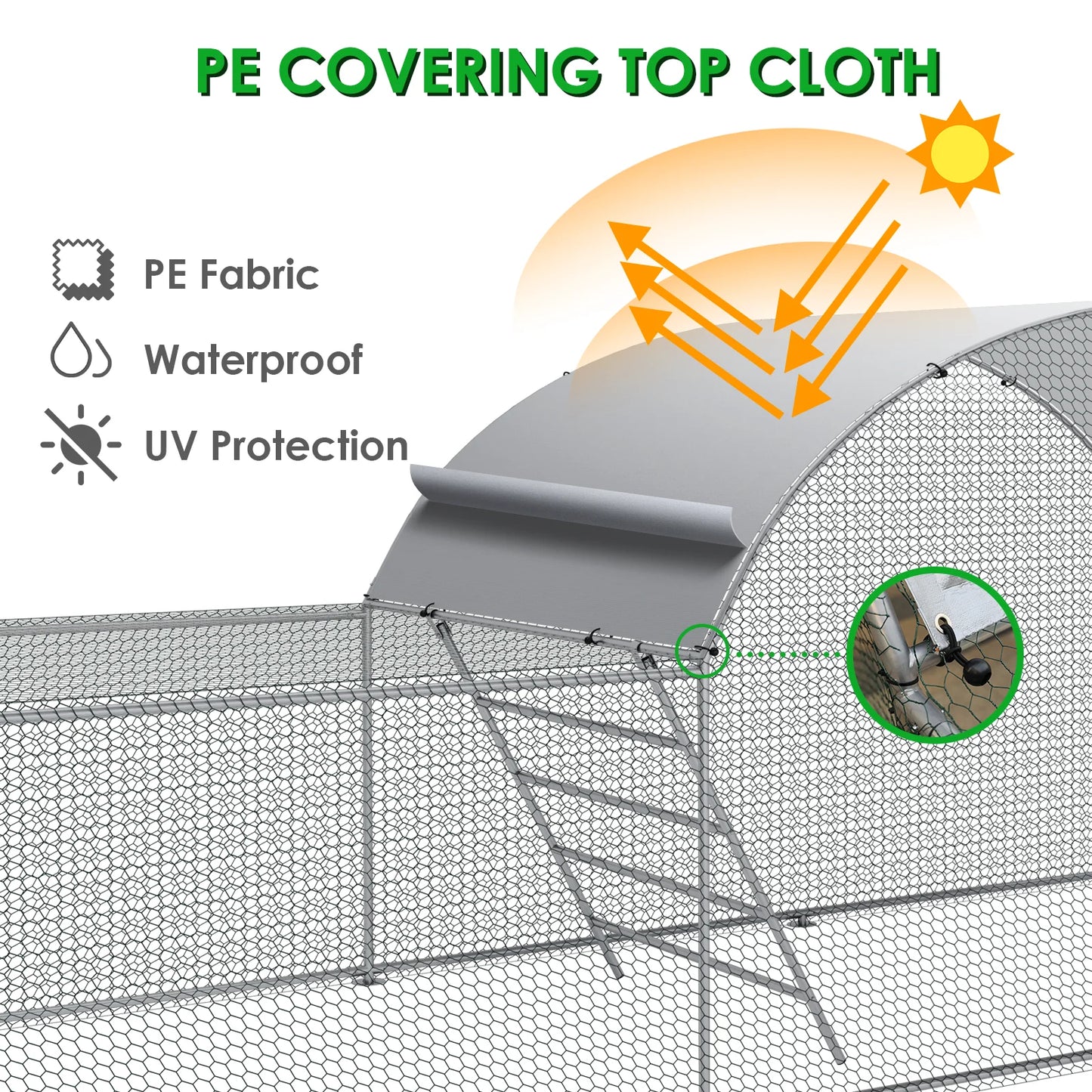Galvanized Metal Chicken Coop Dome Roof Walk In Enclosure
