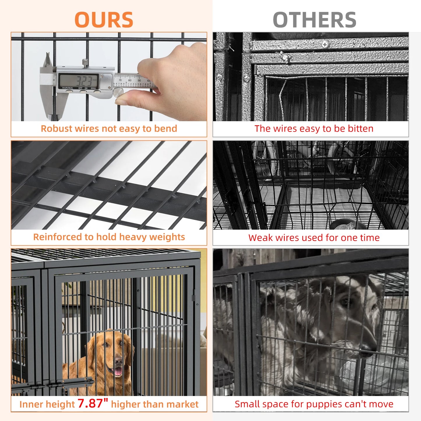 BINGOPAW Heavy Duty Metal Dog Cage With Playpen And Tray