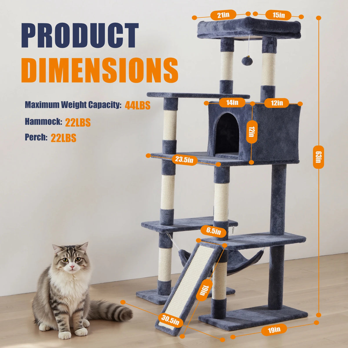 MCQ Cat Tree With Sisal Scratching Posts And Condo