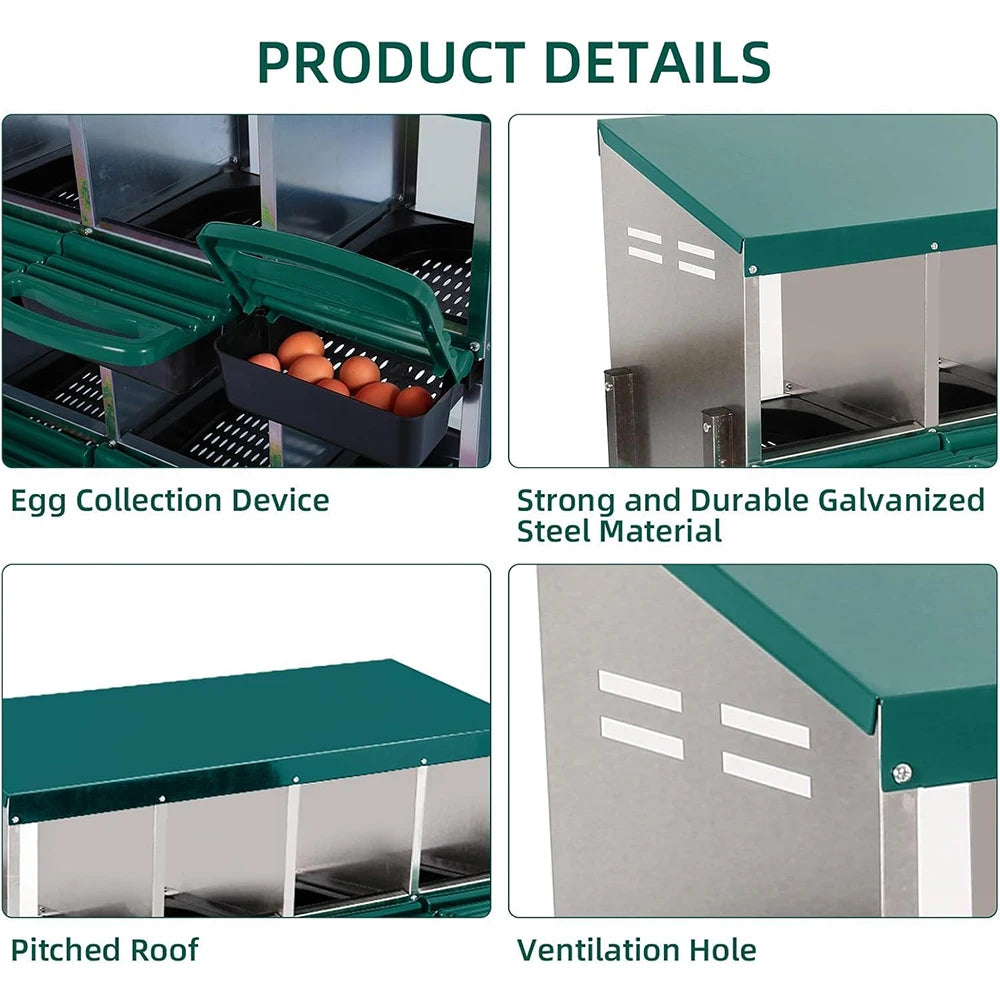 HiMISS 3 Compartment Roll Out Nesting Box for Chickens