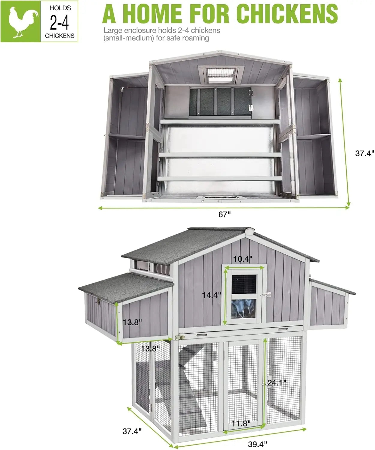 Foldable Outdoor Chicken Coop With Nesting Boxes And Perches