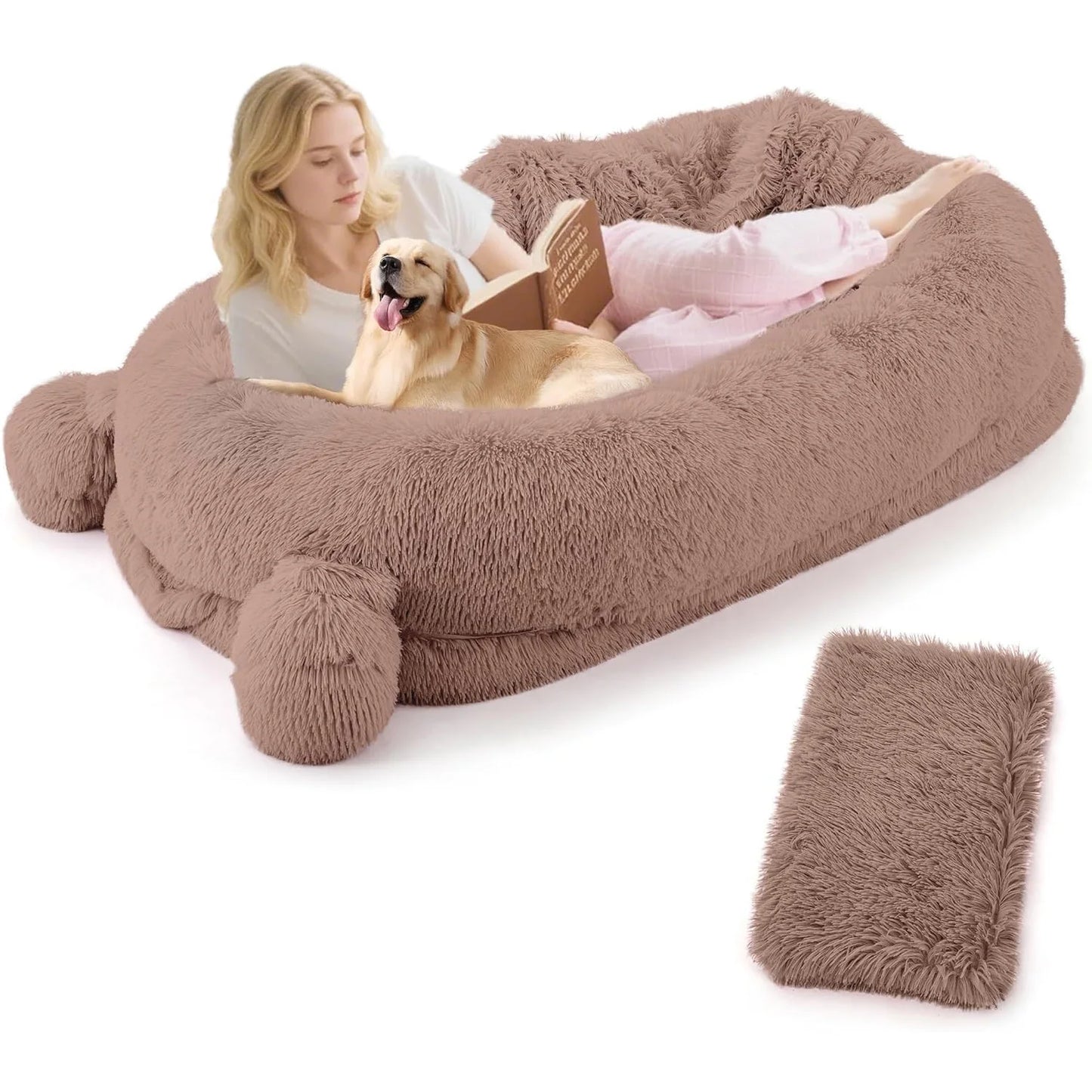 HiMISSCN Dog Bed For Adults With Removable Washable Cover Blanket