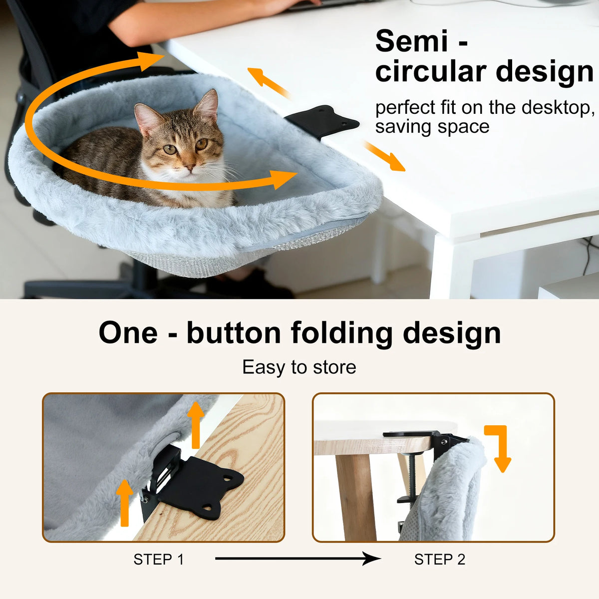 CWV Foldable Cat Desk Bed Featuring Non Slip Clamps