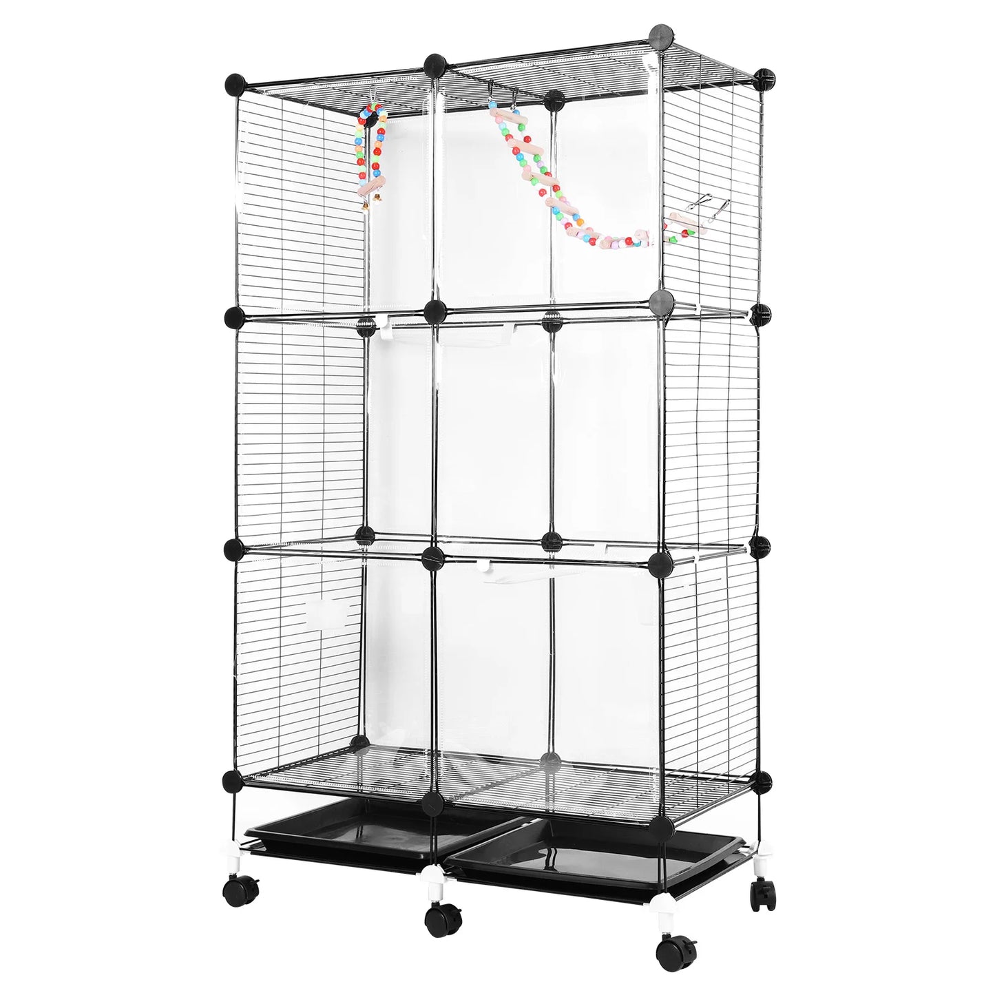 NONEM Metal Parrot Cage With Rolling Stand And Tray