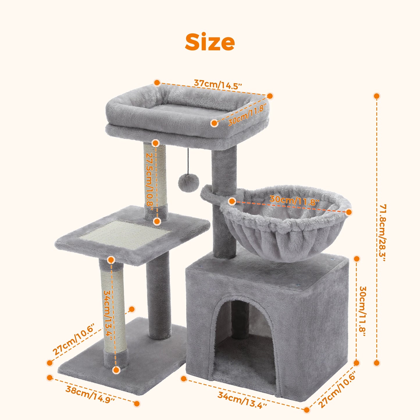PAWZ Road Cat Tree Tower for Cats with Scratching Posts