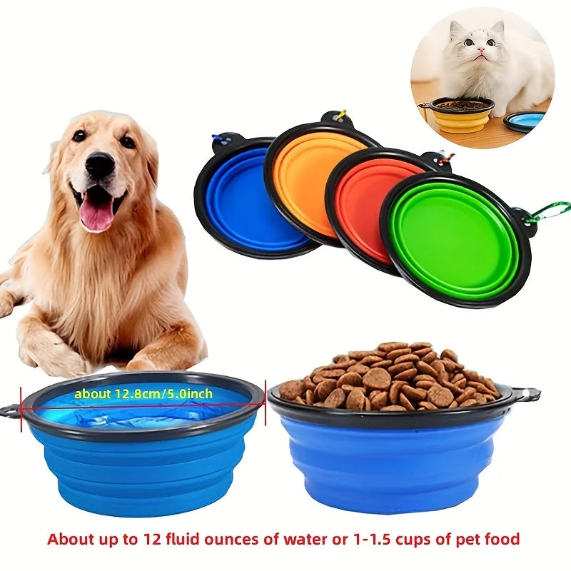 Portable Collapsible Pet Food Bowl TPR Silicone Travel For Dogs Cats