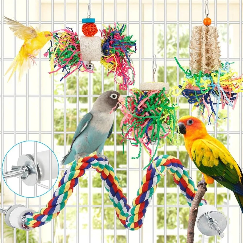 Bird Chew Toys Pack For Parrots Cage Hanging Paper Balls