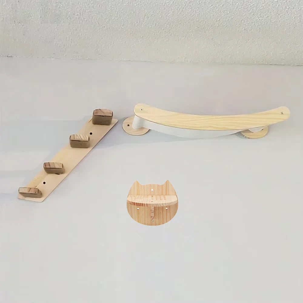 CWV Wall Mounted Cat Hammock And Sisal Rope Climbing Shelf