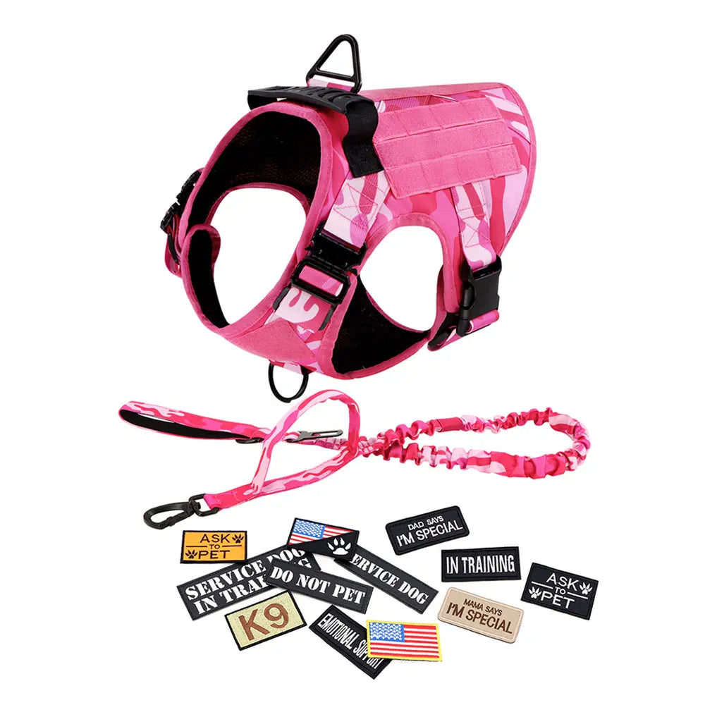 Camouflage Tactical Dog Harness With Quick Release Buckle Adjustable