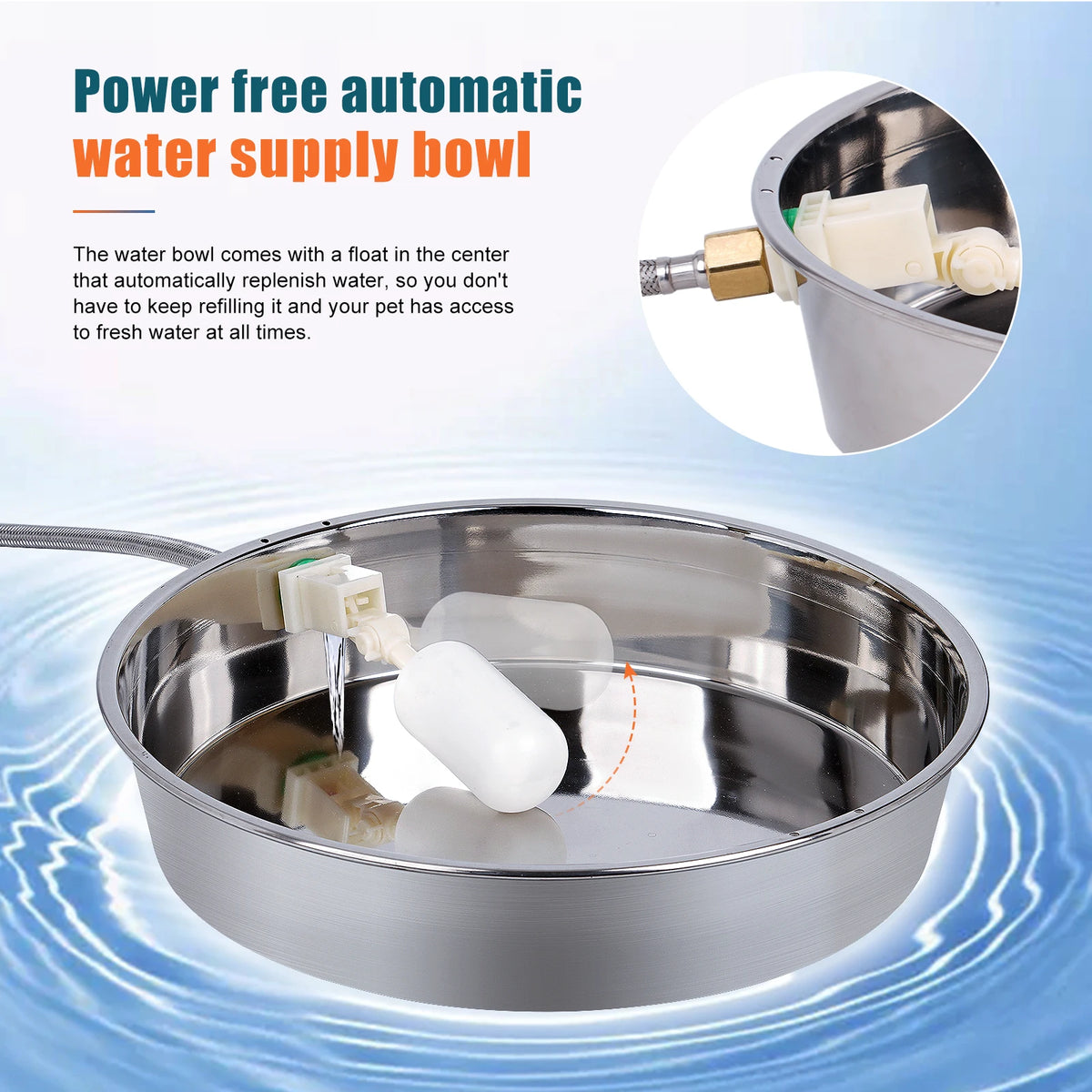 Stainless Steel Automatic Dog Water Dispenser With Long Hose