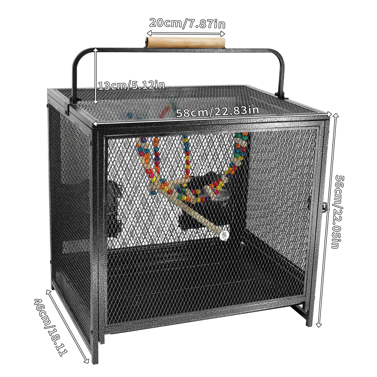 Metal Bird Cage For Small Birds With Perch Hammock Swing