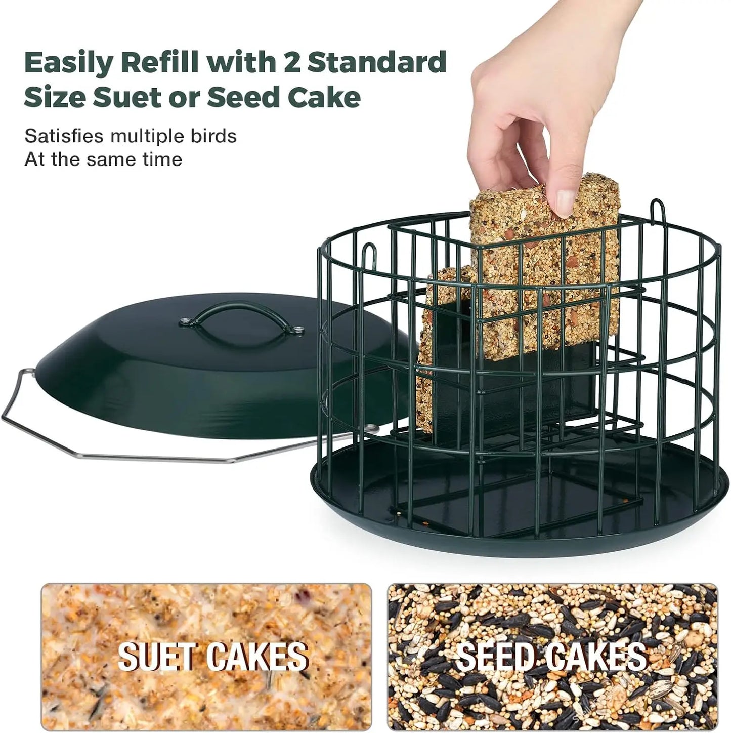 Squirrel Proof Suet Feeder With Weatherproof Tray And Double Capacity