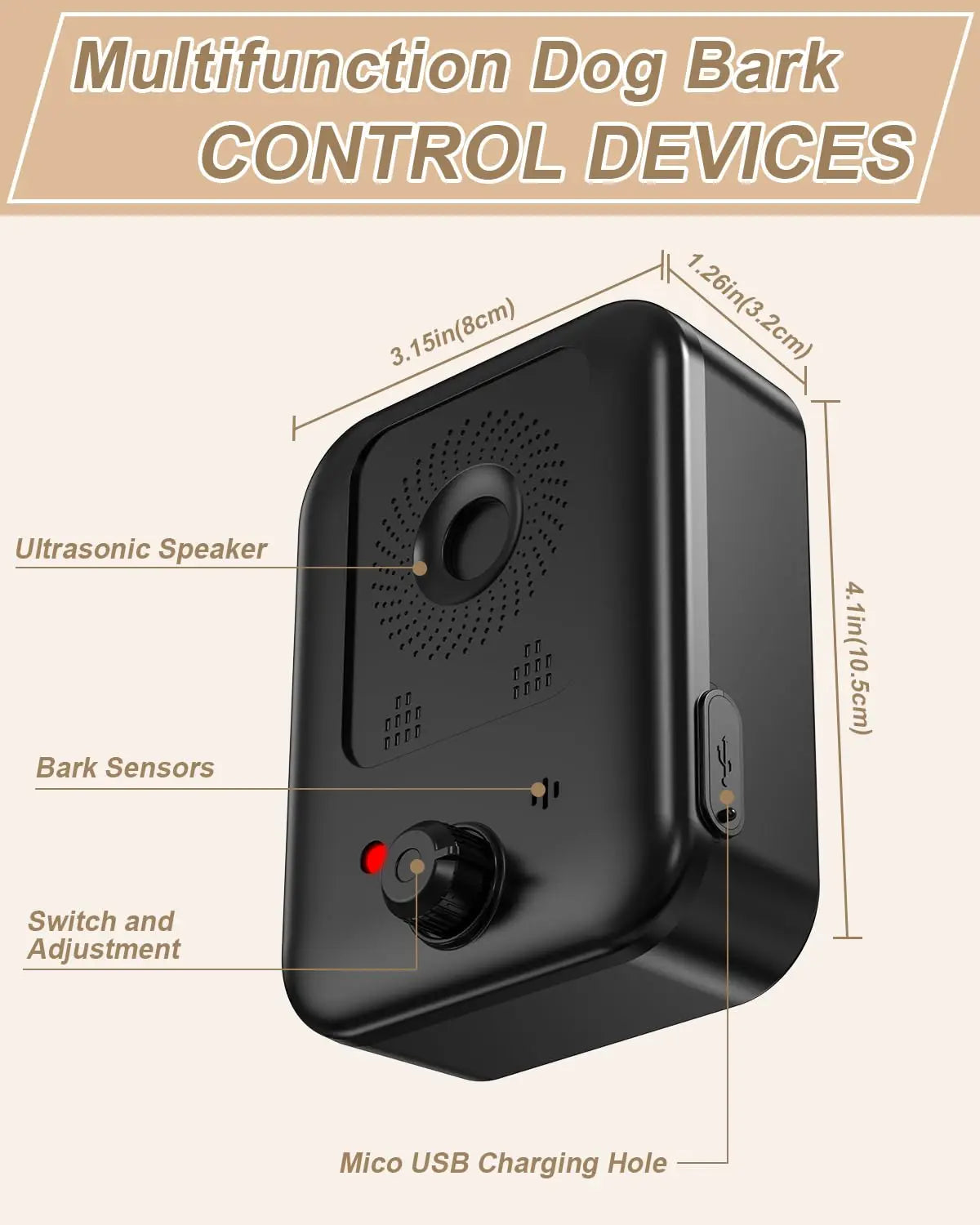 PetEdu Rechargeable Ultrasonic Bark Deterrent for Indoor and Outdoor Use