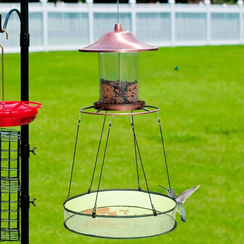 Folding Mesh Bird Trap Tray for Outdoor Feeding and Hanging