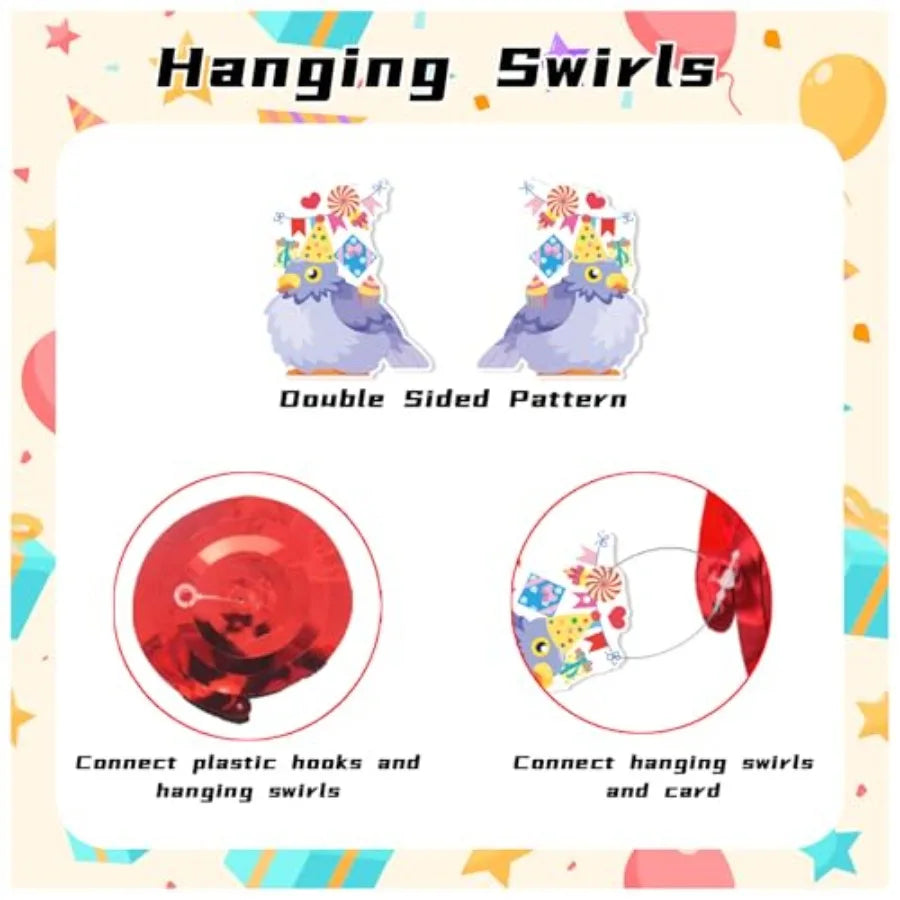 Pigeon Hanging Decorations Ceiling Swirls for Bird Birthday Party Supplies