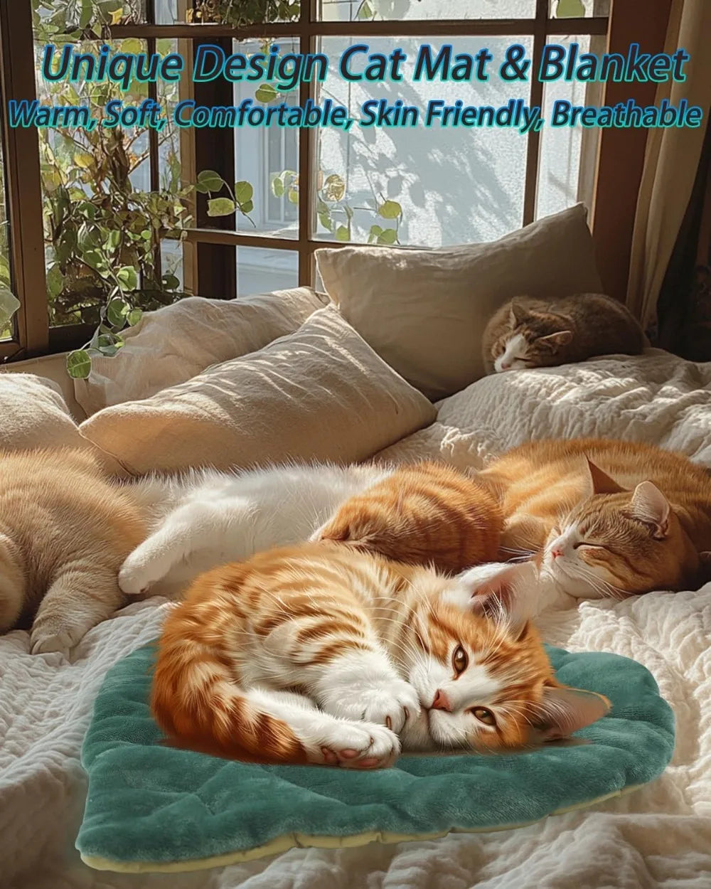 Self Warming Cat Bed Mat Leaf Shape Soft Cotton Flannel