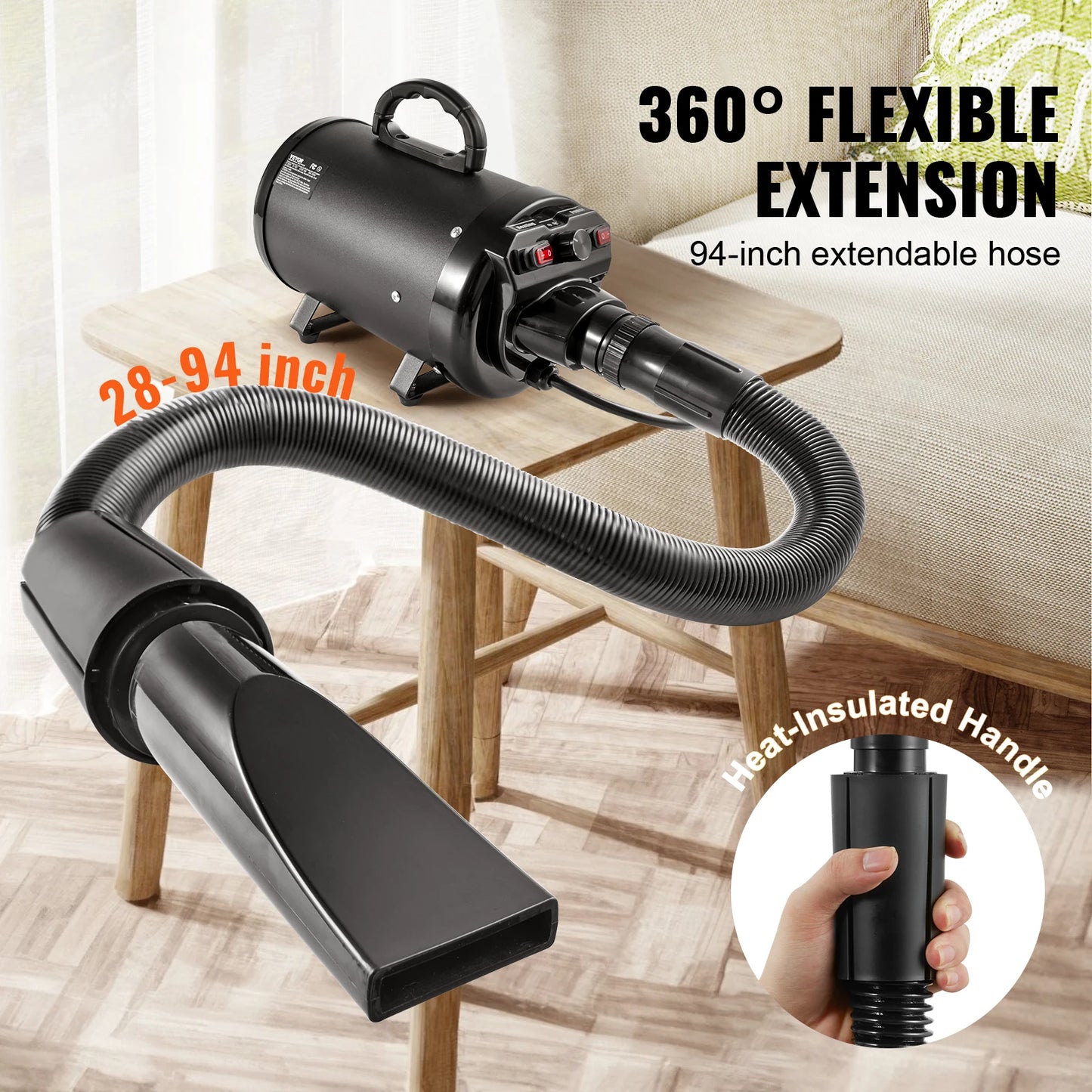 SucceBuy Dog Blow Dryer With Adjustable Speed Temperature And Nozzles