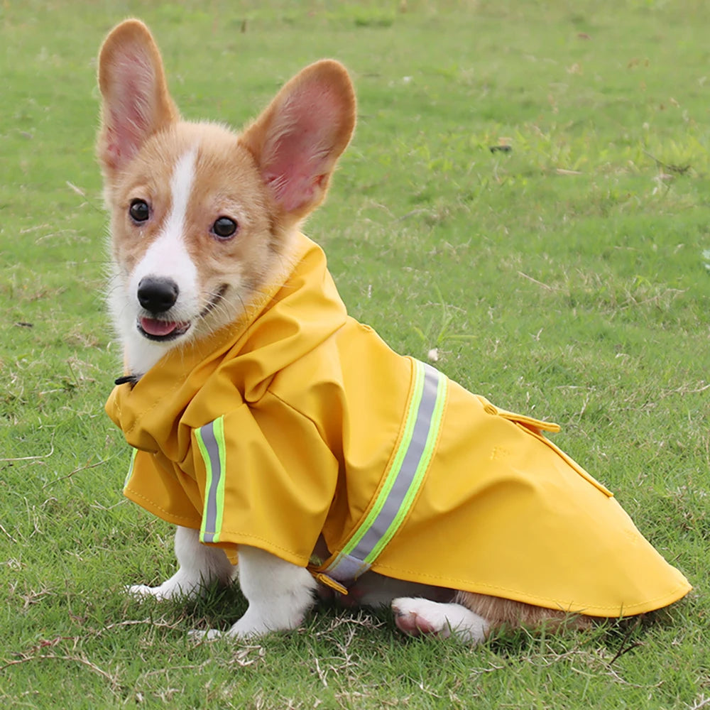 Waterproof Dog Raincoat With Reflective Hood And Windproof Protection