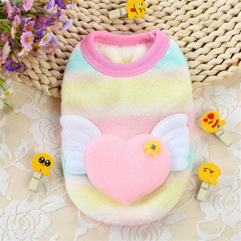 Tea Cup Print Dog Sweater With Warm Fleece For Puppies