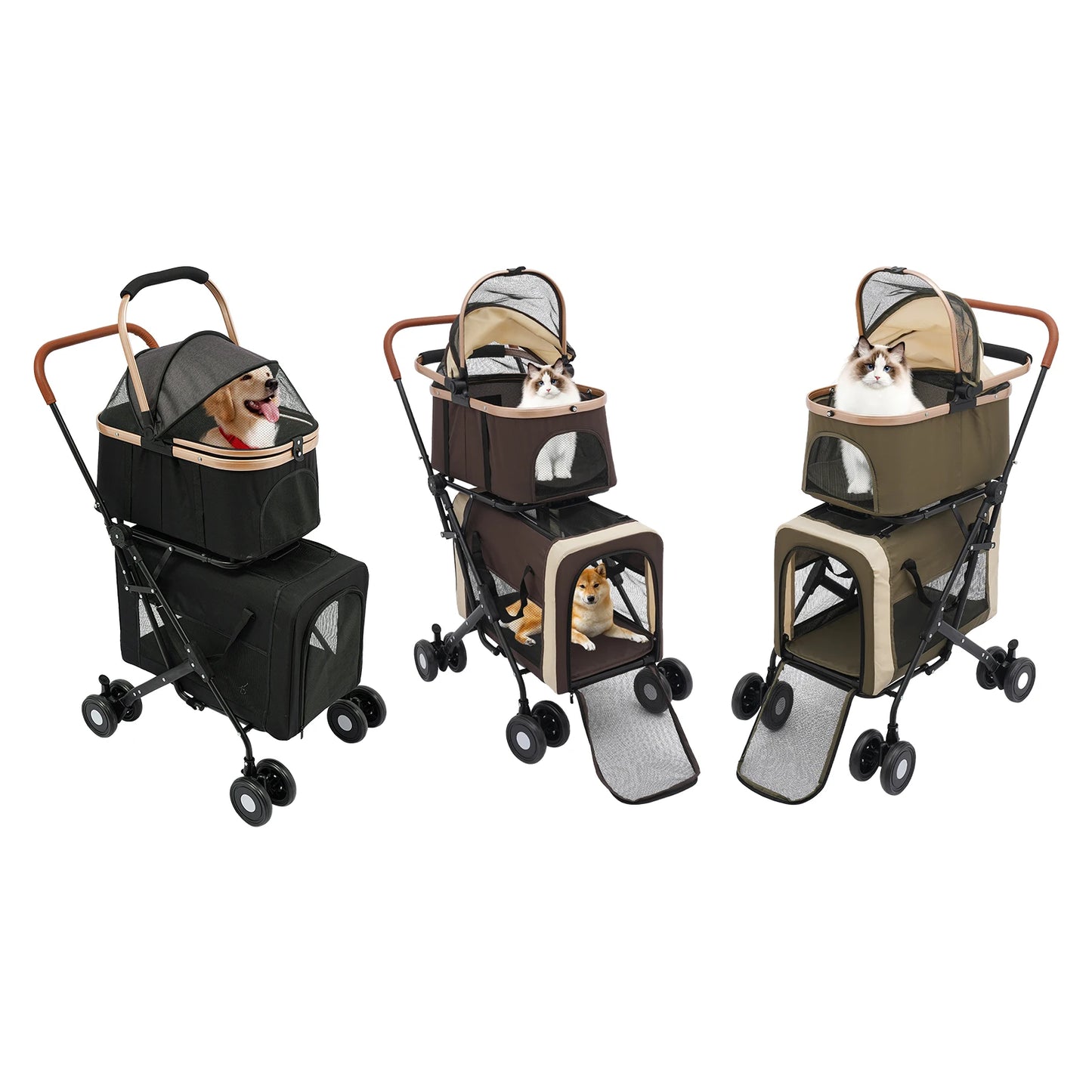 Multifunctional Pet Stroller With Carriers For Small And Medium Dogs