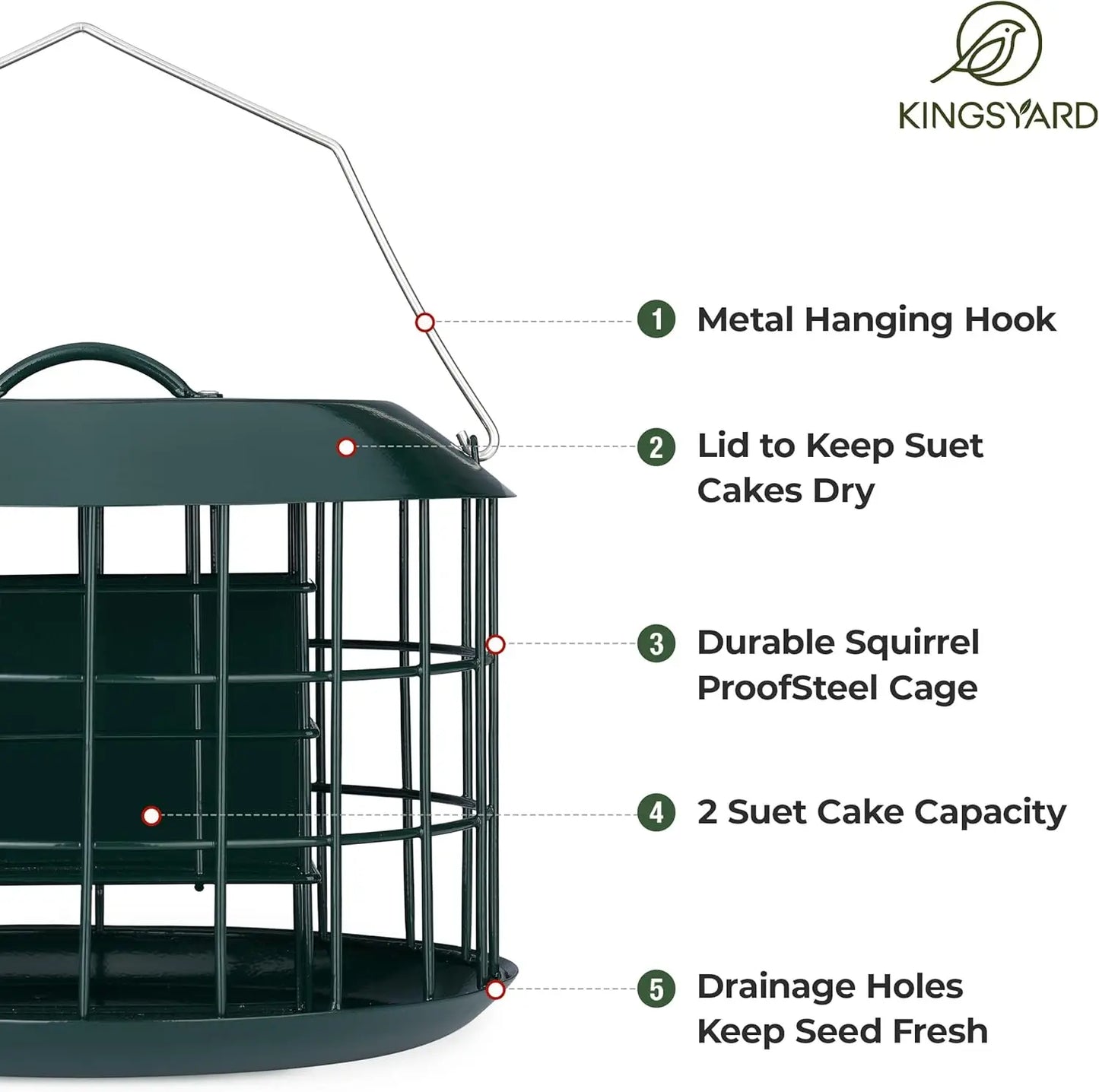 Squirrel Proof Suet Feeder With Weatherproof Tray And Double Capacity