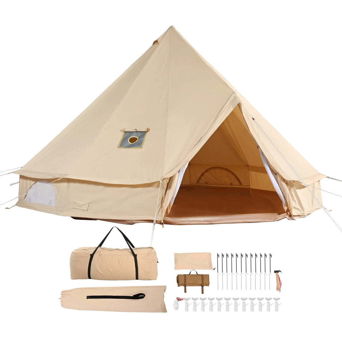 SucceBuy Four Season Canvas Bell Tent For Outdoor Camping