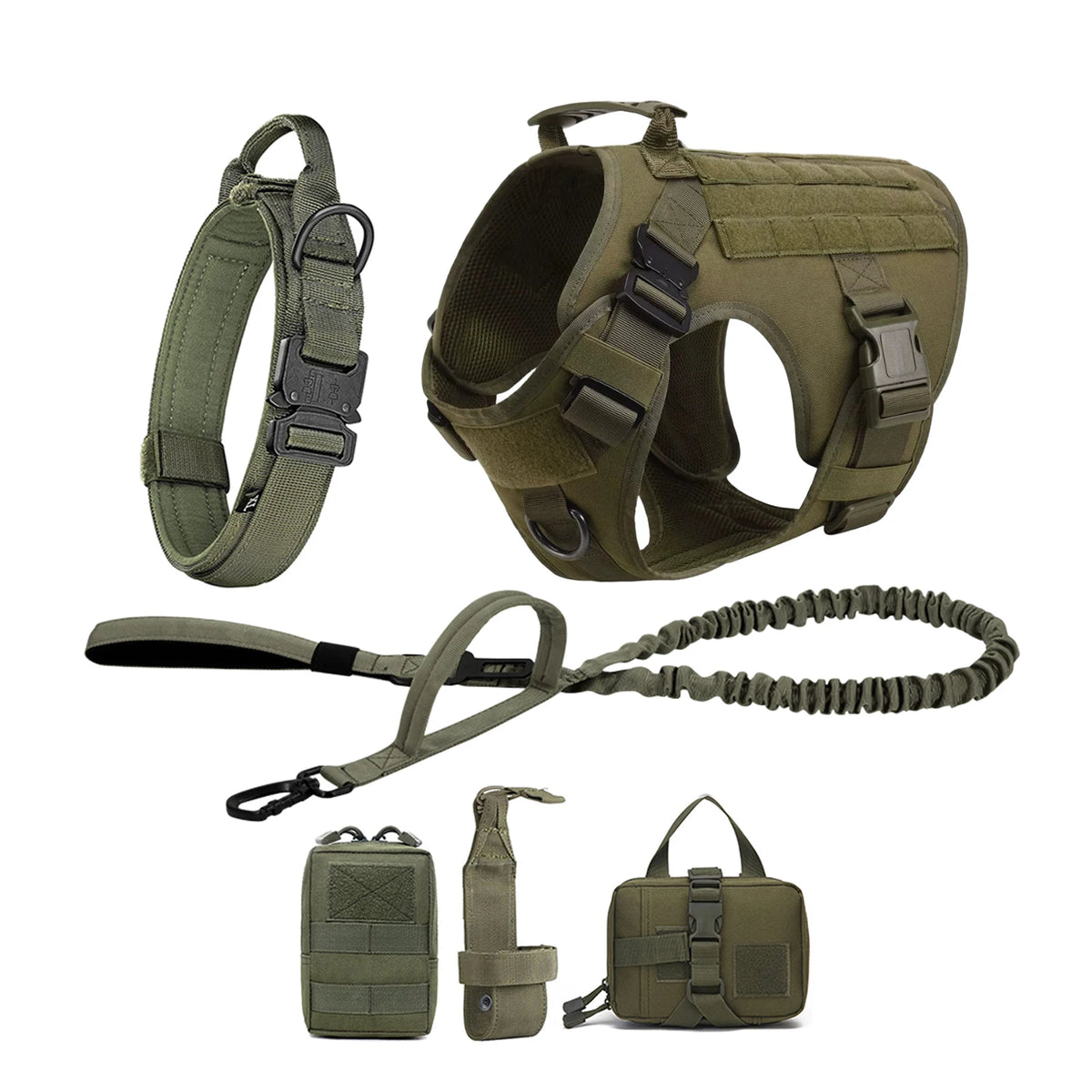 Adjustable Padded Nylon Tactical Dog Harness With Quick Release Buckle