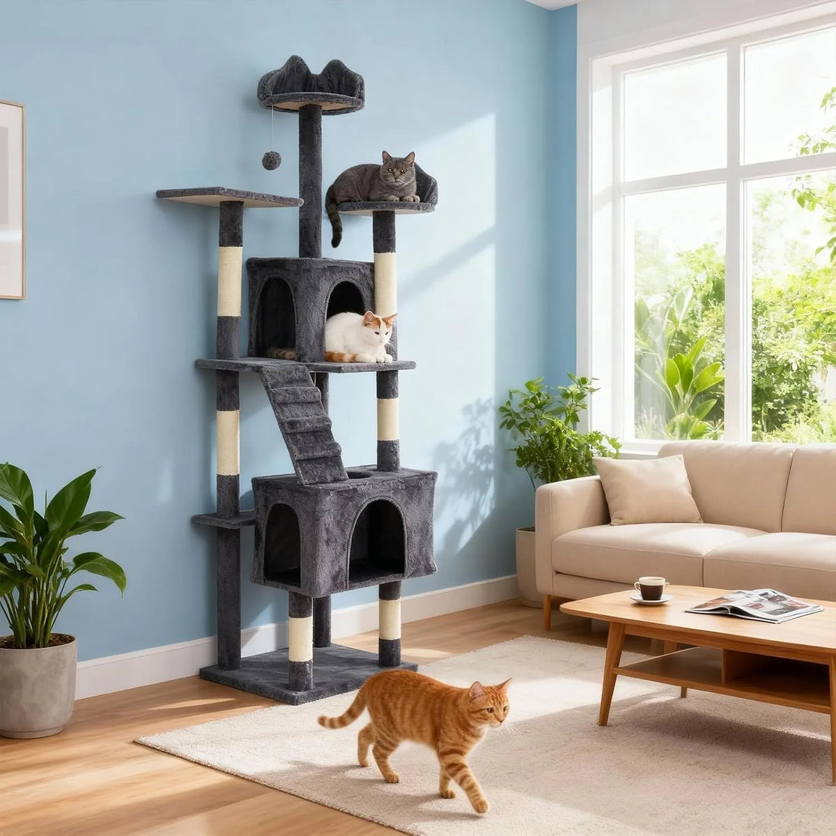 Premium Multi Level Cat Tower Featuring Sisal Scratching Posts
