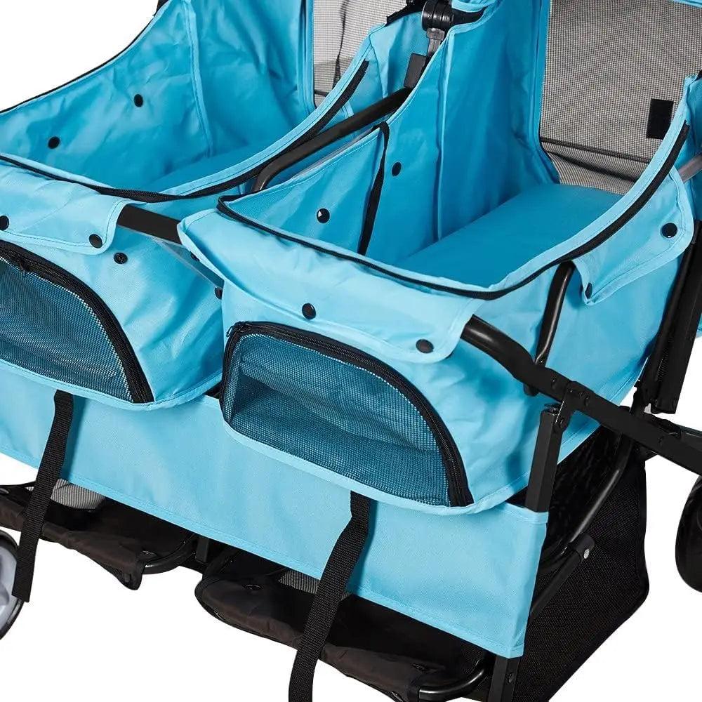 Foldable Twin Pet Stroller for Dogs and Cats Travel