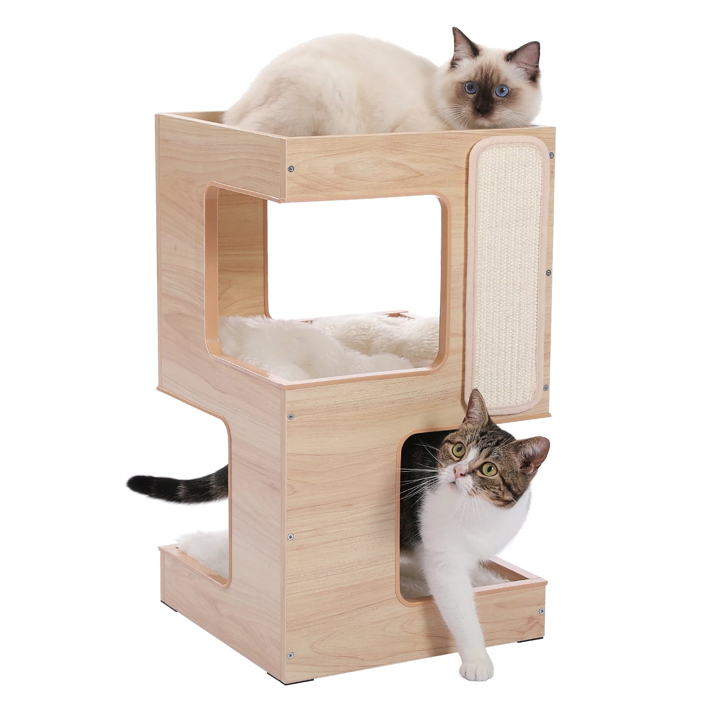 PAWZ Road Wood Cat Condo House With Scratching Pads