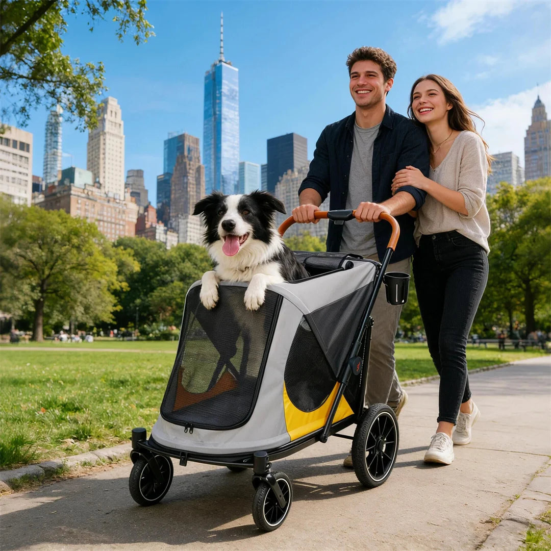 Portable Dog Stroller For Large Dogs With One Click Folding