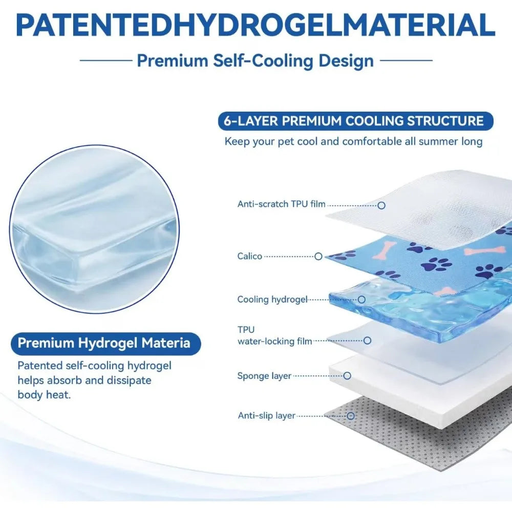 Self Cooling Dog Bed With Gel Cooling Mat Waterproof Durable