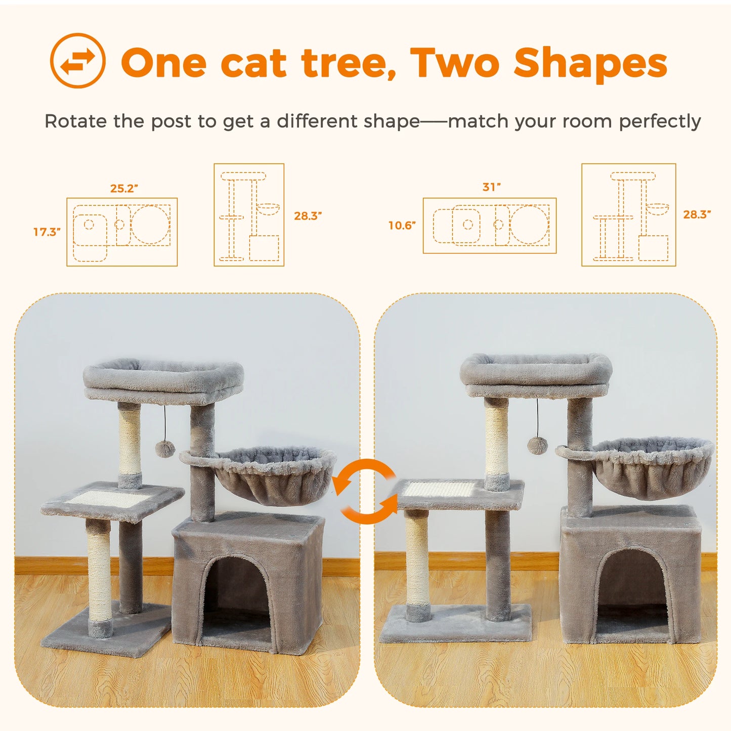 PAWZ Road Cat Tree Tower for Cats with Scratching Posts