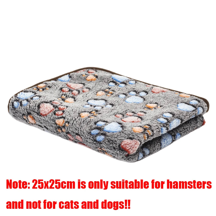 Soft Fluffy Flannel Pet Blanket for Dogs Paw Print