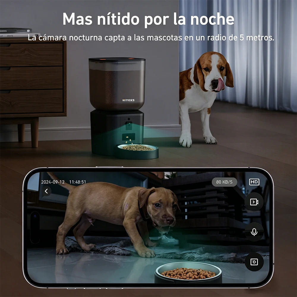 Nityers Automatic Cat Feeder 1080p Camera Night Vision WiFi