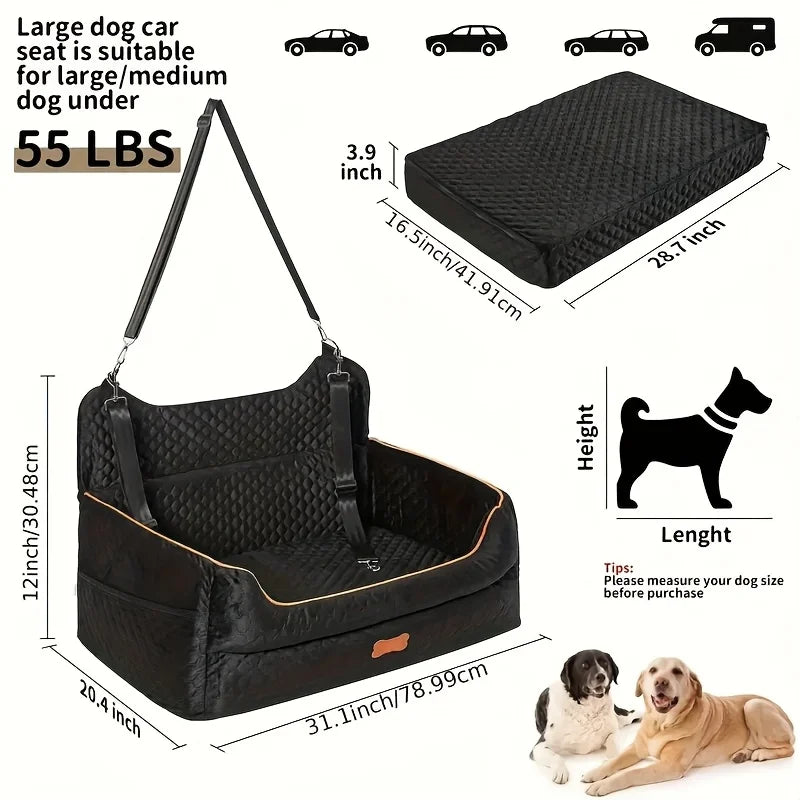 Memory Foam Dog Car Seat Booster Cushion With Thick Washable Padding