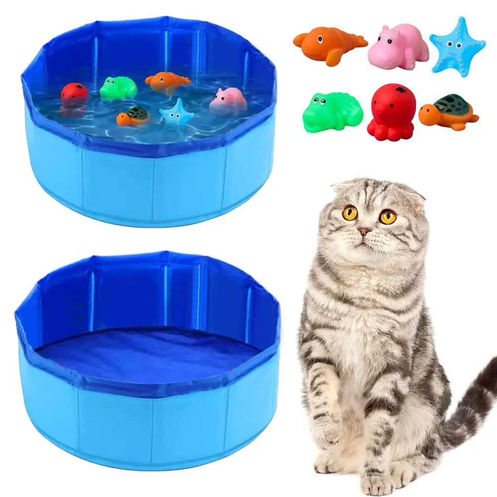 Foldable Pet Bath Pool For Dogs And Cats Interactive Toy