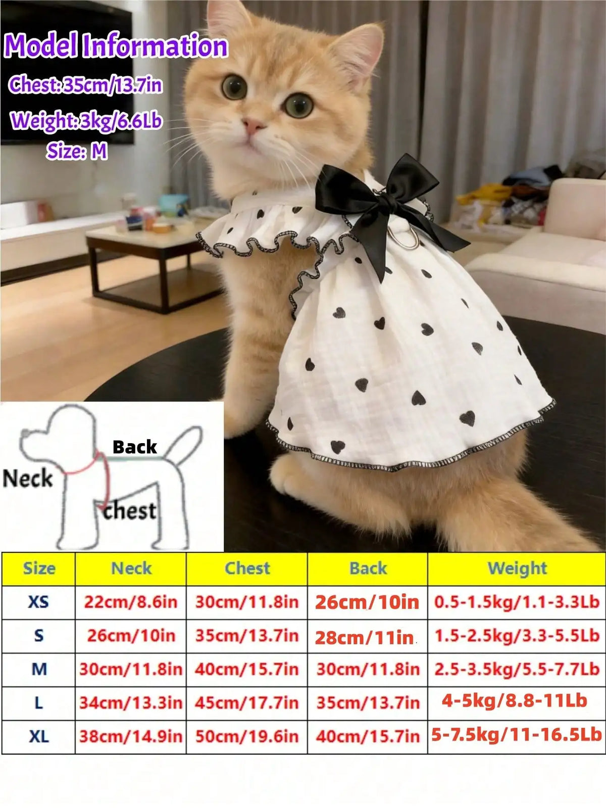 Love Pattern Spring Summer Pet Dress For Dogs And Cats